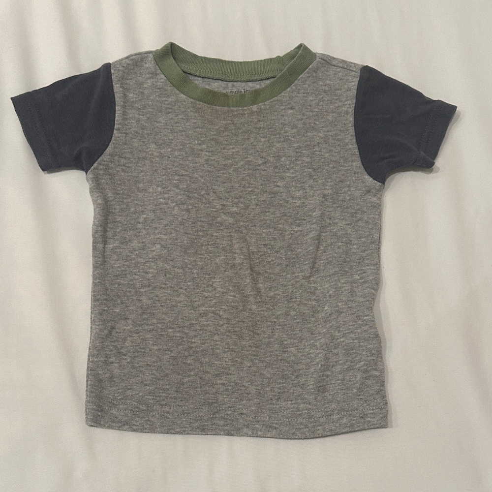 Simple Gray Tee with Green and Black Accents